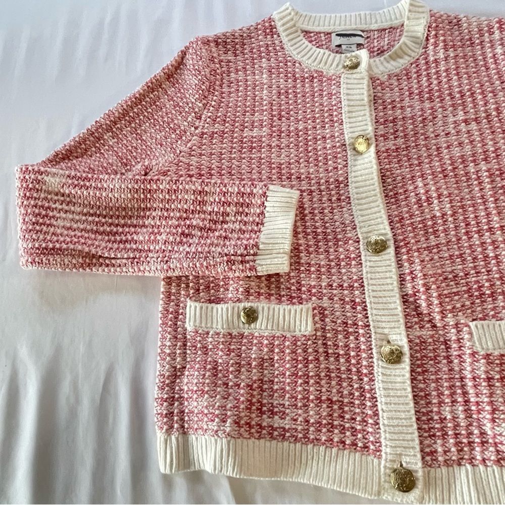 J Crew Fac NWT Popcorn Stitch Lady Jacket Cardigan Sweater Size XS in Pink - Picture 4 of 11
